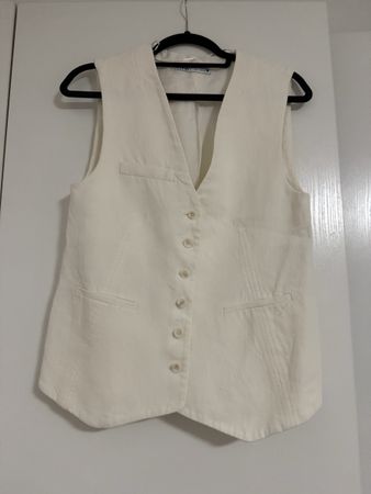 Gilet Zara lin blanc taille XS 
