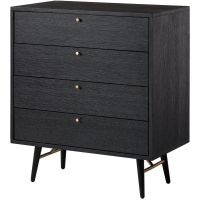 Schwarze Holzkommode mit 4 Schubladen