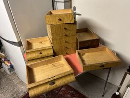 Vintage Holzschubladen, diverse Grössen, 7 Stück!