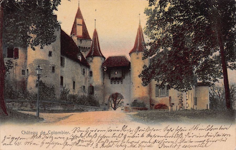 Cartes postales: Château de Colombier, colorée, circulée 1906 – D'occasion à Frauenfeld par POML
