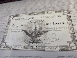 Historische Assignat 400 Livres Frankreich Serie 994