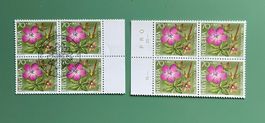 Briefmarken Pro Juventute 2x 4er Block Waldstorchenschnabel
