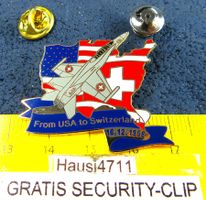 F/A-18 PIN ENAMEL FROM USA TO SUISSE 16.12.1996 SECURITYCLIP