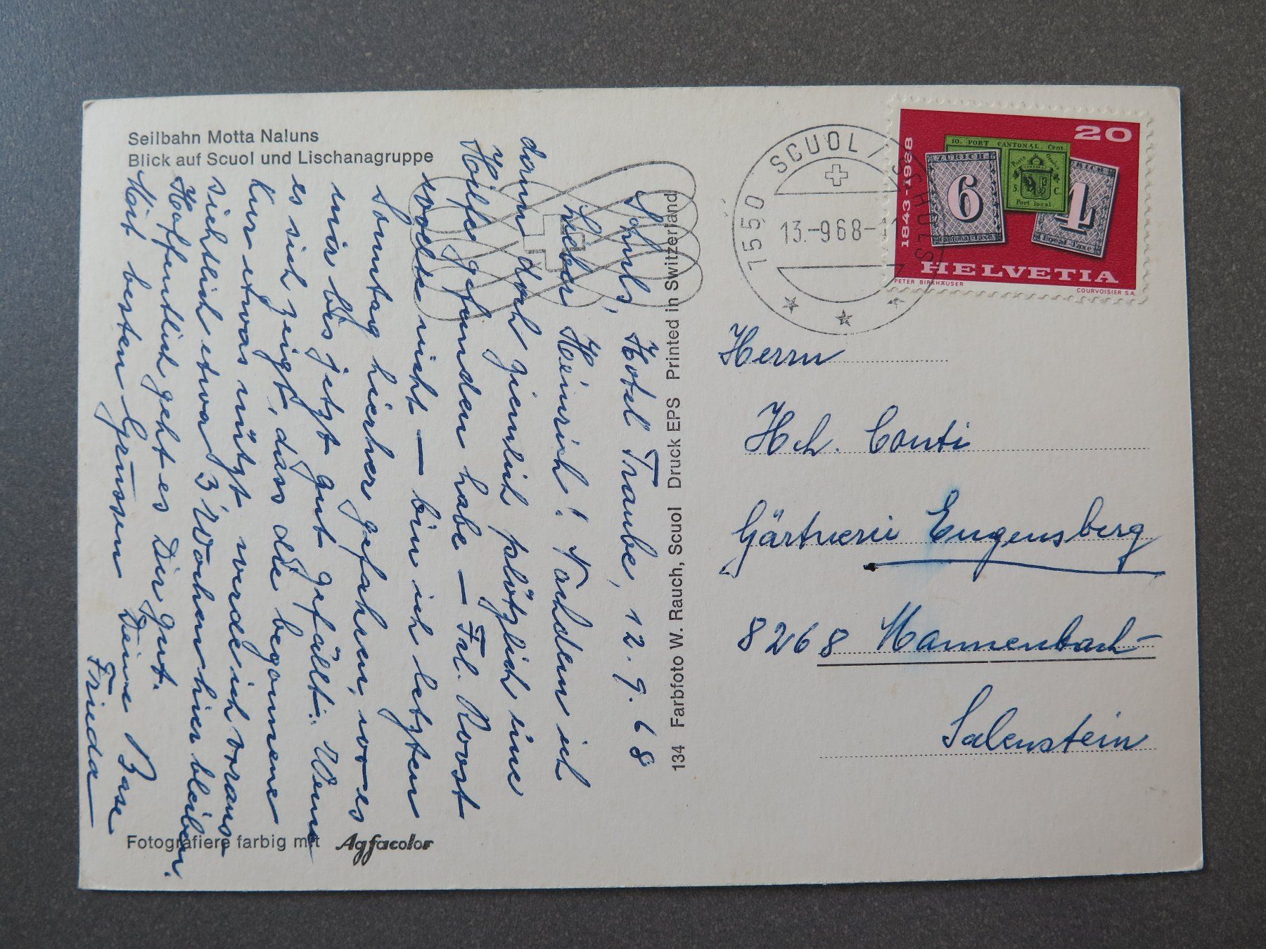 Cartoline postali: SCHULS-SCUOL - MOTTA NALUNS - SEILBAHN – Usato da Wittenbach venduto da lipasal 1