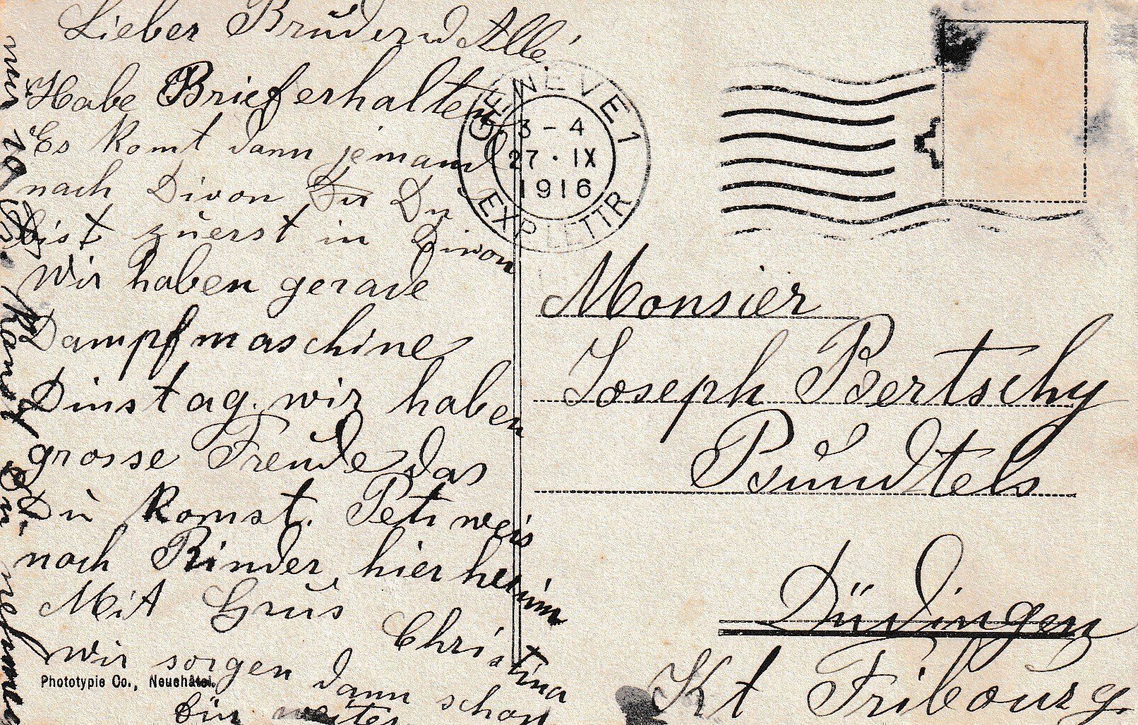 Cartoline postali: AK Genève gel. 27.9.1916 – Usato da Fribourg venduto da schnalla92 1