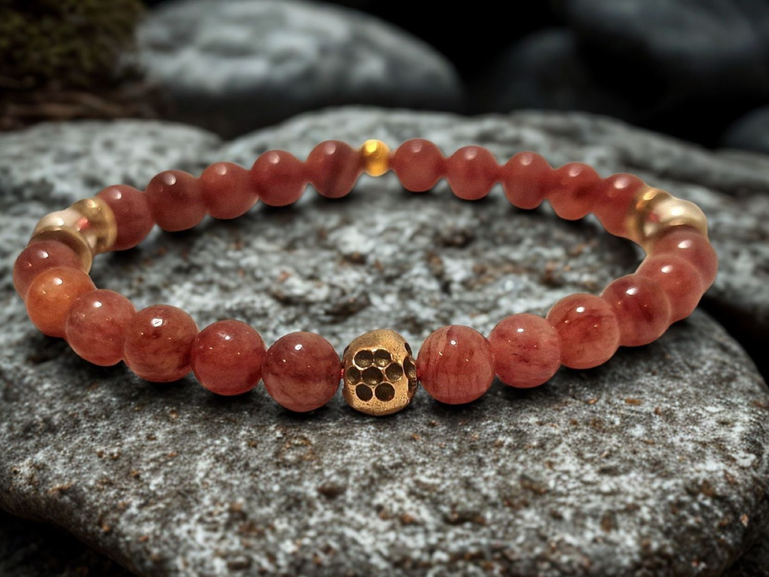 Bracelets: Armband Erdbeerquarz & Bronze. 15cm. – Neuf avec emballage d'origine à Aarau par Schmuckhoehle_MD