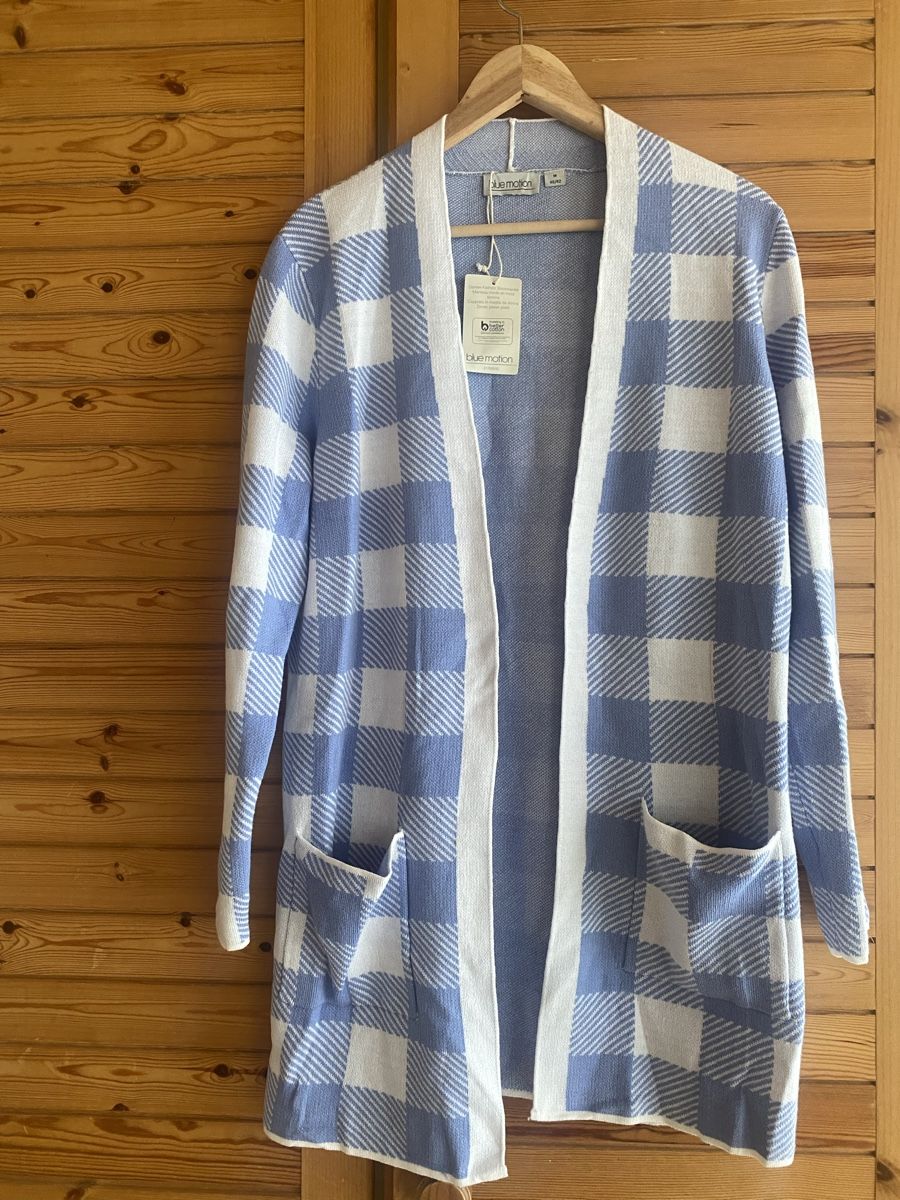 Giacche: Blaue Strickjacke Gr. M, kariert, neu – Nuovo (secondo la descrizione) da St Gallen venduto da Berta343 2