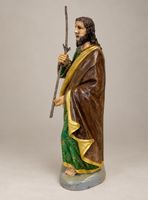 Antike Holzfigur, Heiliger, 52cm hoch, Handbemalt