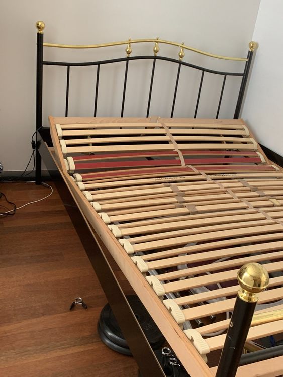 Designer Messingbett schwarz/gold mit Lattenrost 140x200 (Gebraucht) in ...