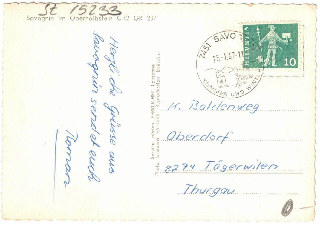Cartoline postali: Savognin - Skilift – Usato da Binningen venduto da Mountainrider 1
