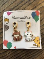 2 herzige Katzen Anhänger Maschenmarkierer