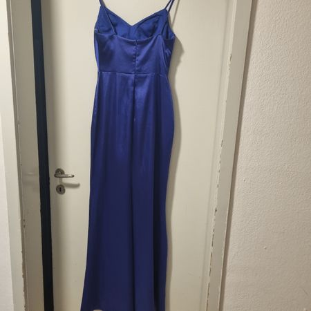Elegantes, blaues Abendkleid mit Schlitz, Grösse 40 slim