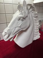 Pferd Ross Kopf Schädel Gips 40x40x15cm, 3,6 kg weiss