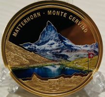 Matterhorn Gedenkmedaille "Meine Schweiz" vergoldet top!