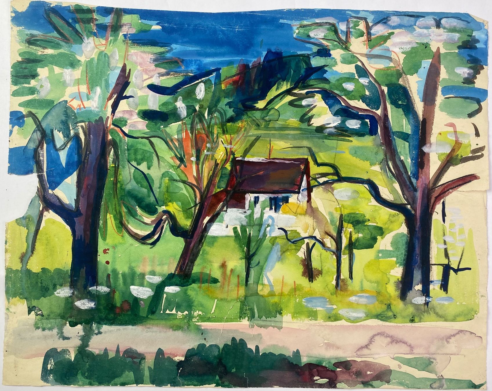 Dipinti: Hans Rohner - Haus im Grünen – Usato da Basel venduto da bigmbh
