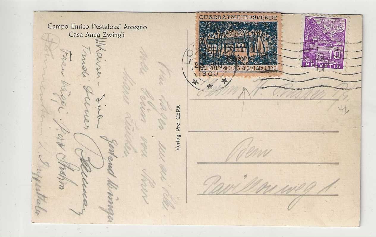 Ansichtskarten: Arcegno, 1930 – Gebraucht aus Spiez von Niesen20 1