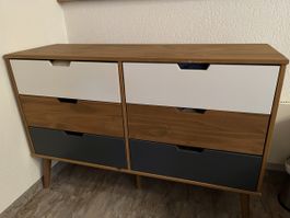 Kommode 6 Schubladen Holzoptik Weiss Grau gut erhalten