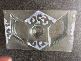Glas Schale dekorativ mit Muster Handgemacht Rechteckig