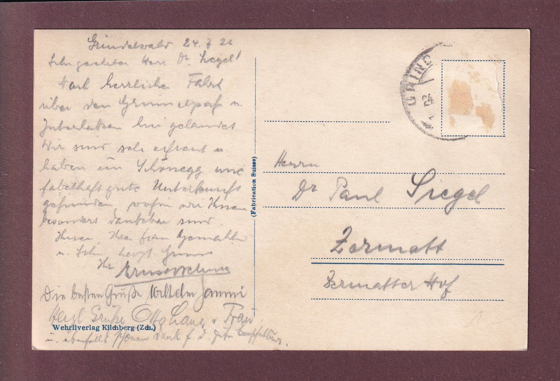 Cartoline postali: JUNGFRAUJOCH - Sphinx - Aletschgletscher - 1926 – Usato da Pully venduto da nicecards 1