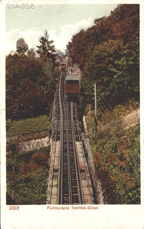 Alte Postkarte Standseilbahn Territet-Glion Schweiz | Kaufen auf Ricardo