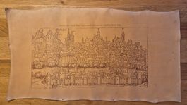 Historischer Stadtansicht-Druck auf Leder – (Basilea) 60x33