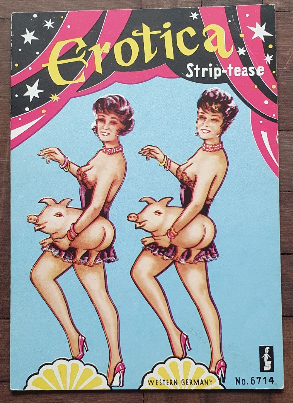 Cartoline postali: Ansichtskarte - Erotika Strip-tease, Western-Germany – Usato da Kreuzlingen venduto da Rschweiz1