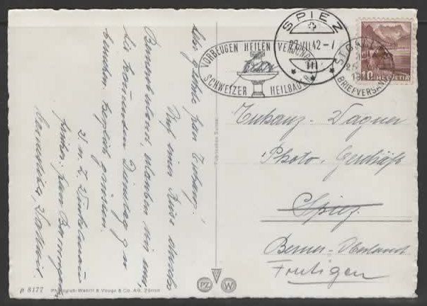Cartoline postali: St. Gallen, Broderbrunnen  1942  (I – Usato da Ruggell venduto da Masescha 1