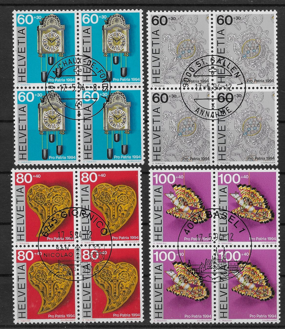 Tous les timbres: PP 4er Block Serie 1994,⨀ – D'occasion à Hefenhofen par Richsalz