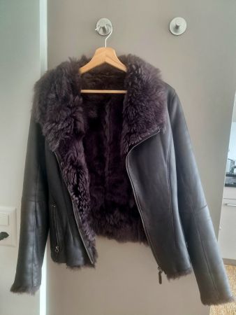 Winter-Lederjacke mit Lammfell von Vespucci in dunkelbraun