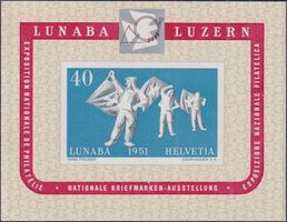 1951: W32 LUNABA-BLOCK postfrisch **, Kat: 250.-
