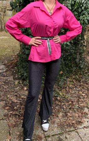 Chic camicia lunga di viscosa-tg S-M-L—colore fucsia-nuovo