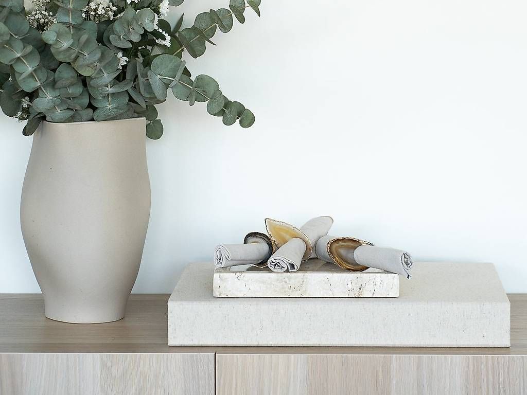 Tutte le decorazioni: 6x Gold-plattierte Achat Serviettenhalter – Nuovo e nell'imballaggio originale da Thalheim venduto da leleaxel 1
