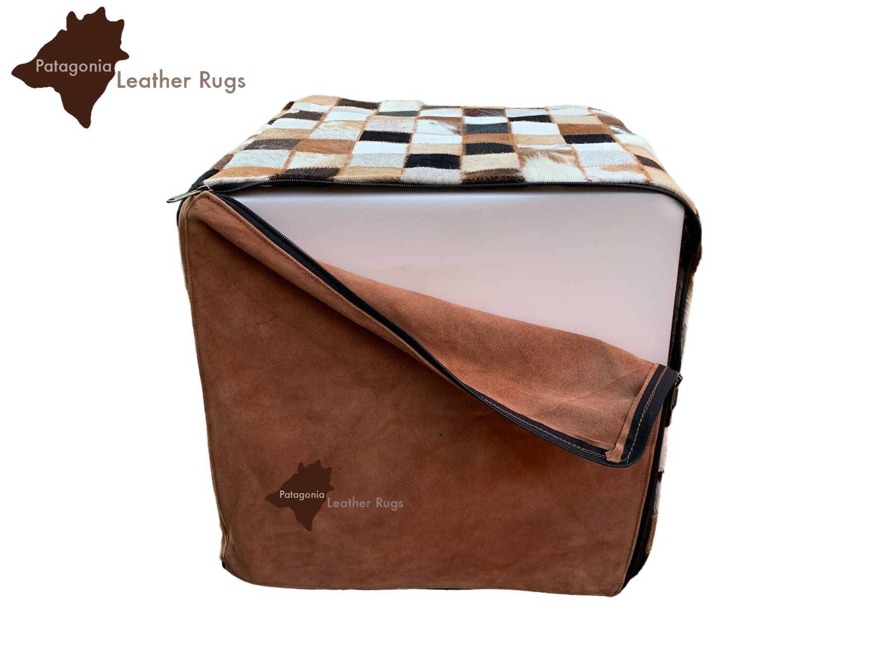 Sgabelli: Kuhfell Hocker patchwork – Nuovo e nell'imballaggio originale da Arbedo venduto da patagonialeatherrugs 5