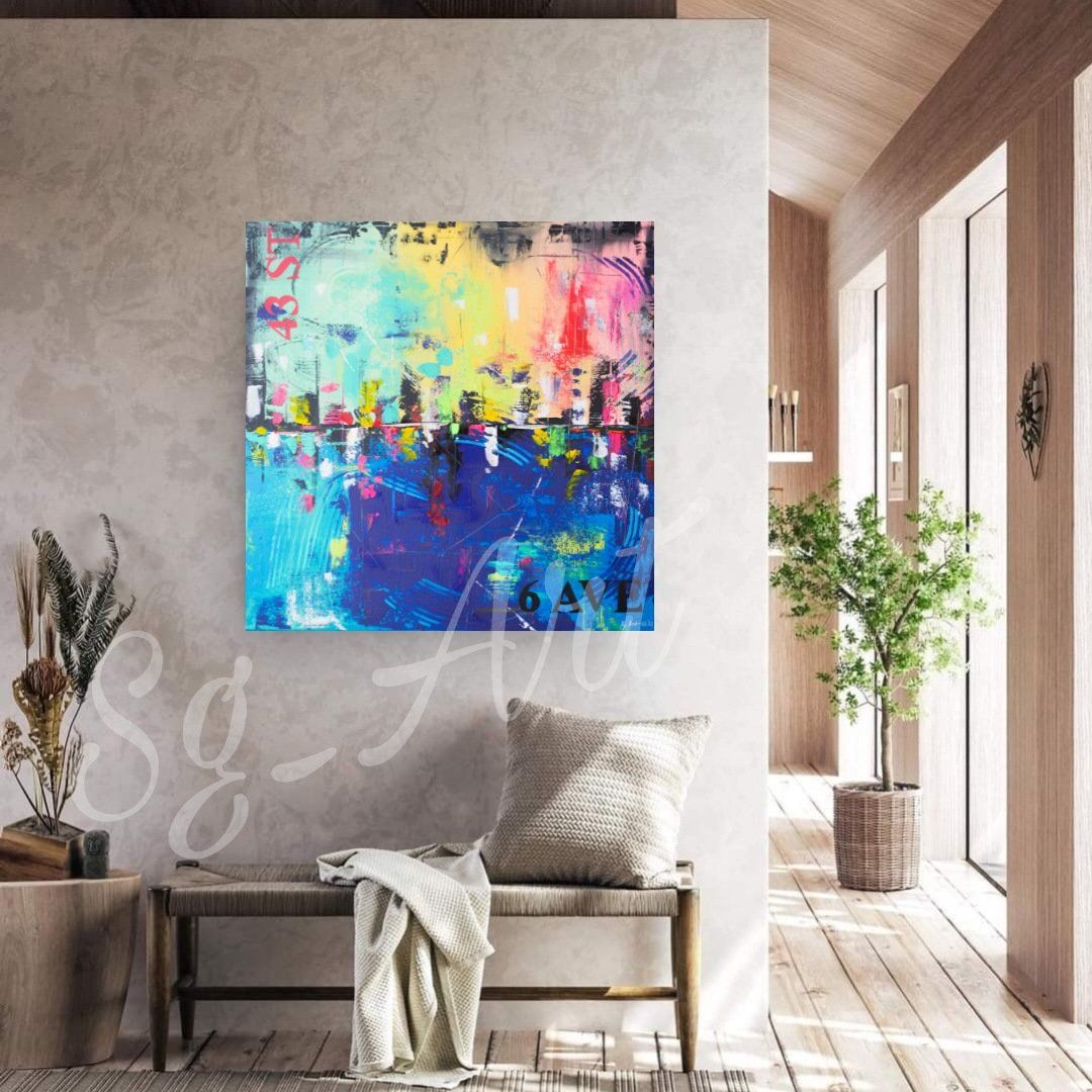 Dipinti: Acrylbild abstrakt Skyline bunt Unikat – Nuovo e nell'imballaggio originale da Rheinau venduto da Sussel