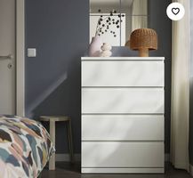 Weisse Kommode mit 4 Schubladen  70 × 50 × 98 cm