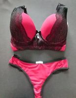 Lingerie Femme, D1push up string brésil, Rouge/Noir taille S