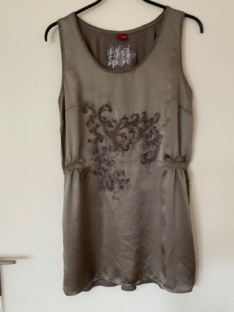 Olsen Seiden Kleid Tunika Gr 40 mit Elasthan olivgrün