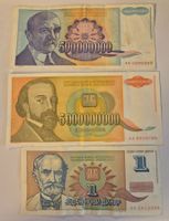 3 Banknoten Jugoslawien Hyperinflation 1993/1994 ab  1 Fr.!!