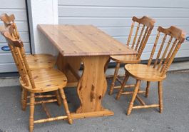 Esstisch mit 4 Stühlen aus Massivholz Rustikal (115x70 cm)
