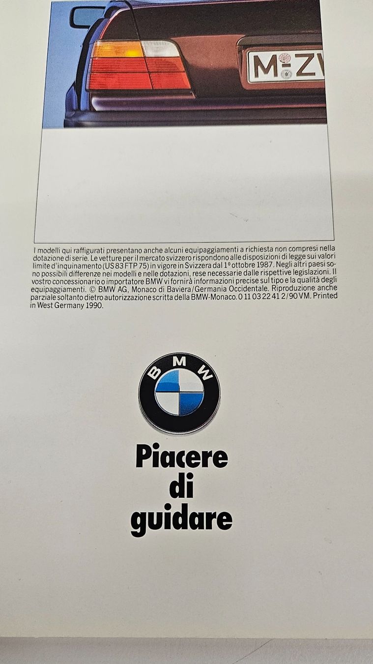 BMW Dokumente: Prospekt BMW Serie 3er E36 02.1990 – Gebraucht aus Minusio von demi0110 9