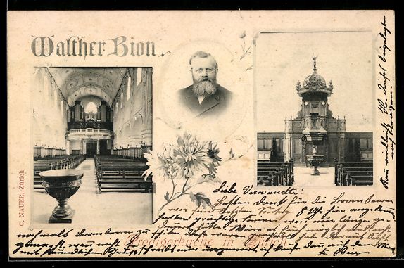 Cartoline postali: Litho Zürich, Predigerkirche, Pfarrer W – Usato da Berlin venduto da bartko-reher