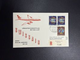 Swissair Erstflugbrief Genf - Rio De Janeiro 1968