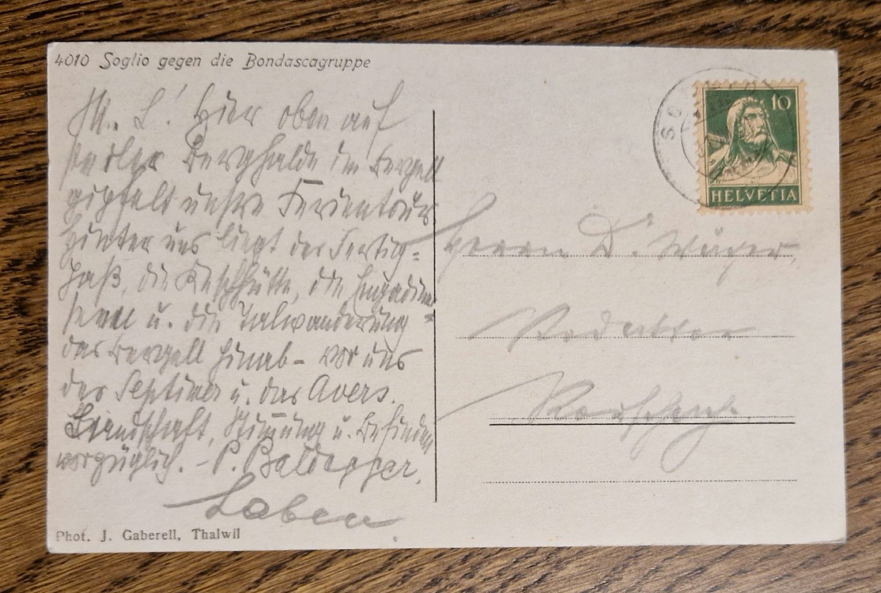 Ansichtskarten: Soglio 1921 – Gebraucht aus Ebikon von Donar50 1