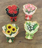 Set 4x Pin Blumen / Blumenstrauss