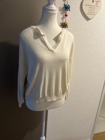 rich&royal Strickpullover ecrue mit V-Ausschnitt Gr. XS