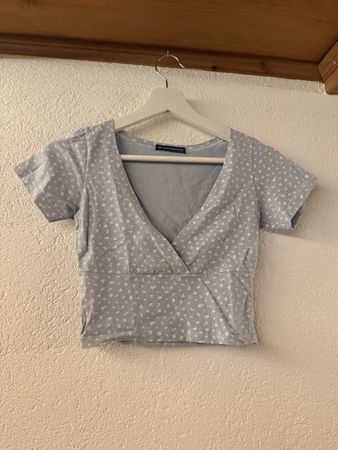  Crop Top hellblau geblümt