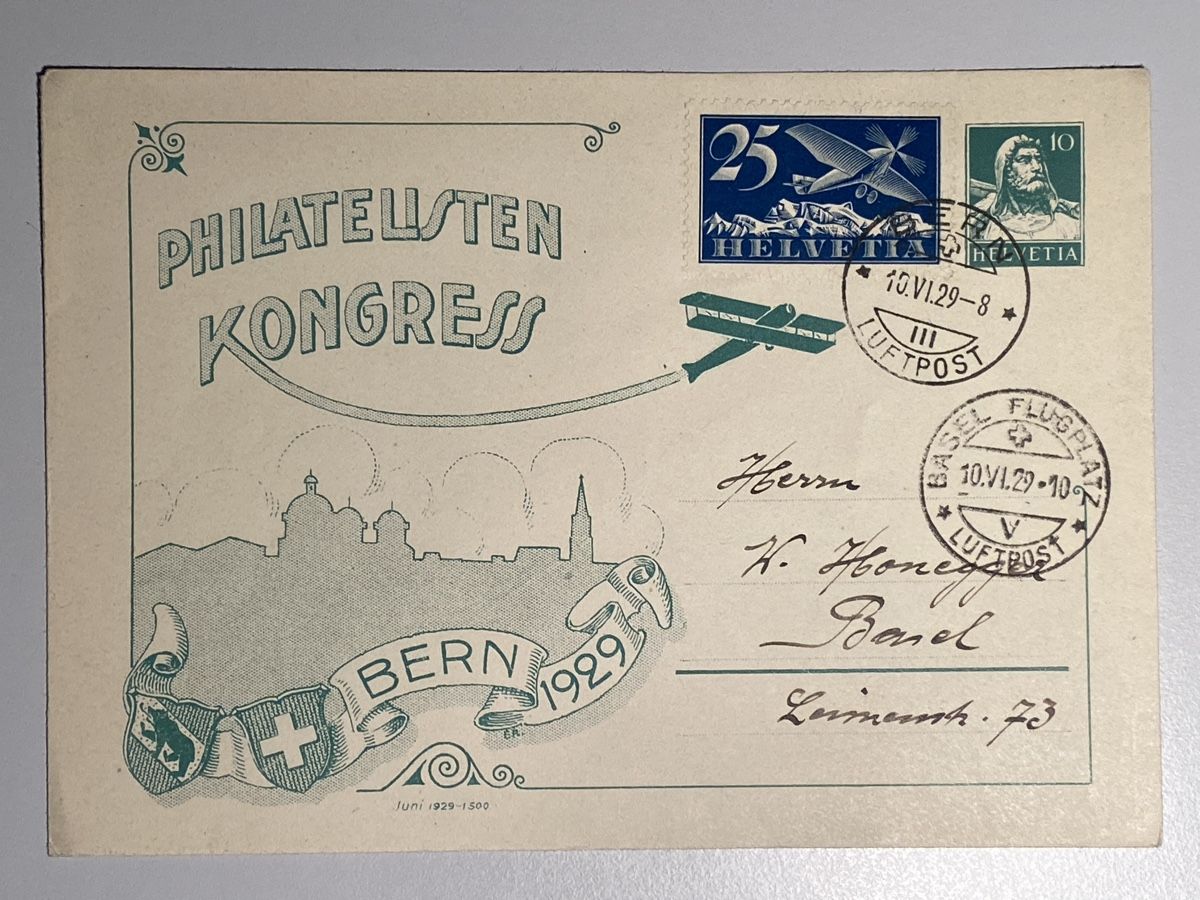 Tutti i francobolli: Flugpost 1929, Basel Flugplatz/ Bern 10.Vl.29 – Usato da Küssnacht a. Rigi venduto da Unique-Valuable