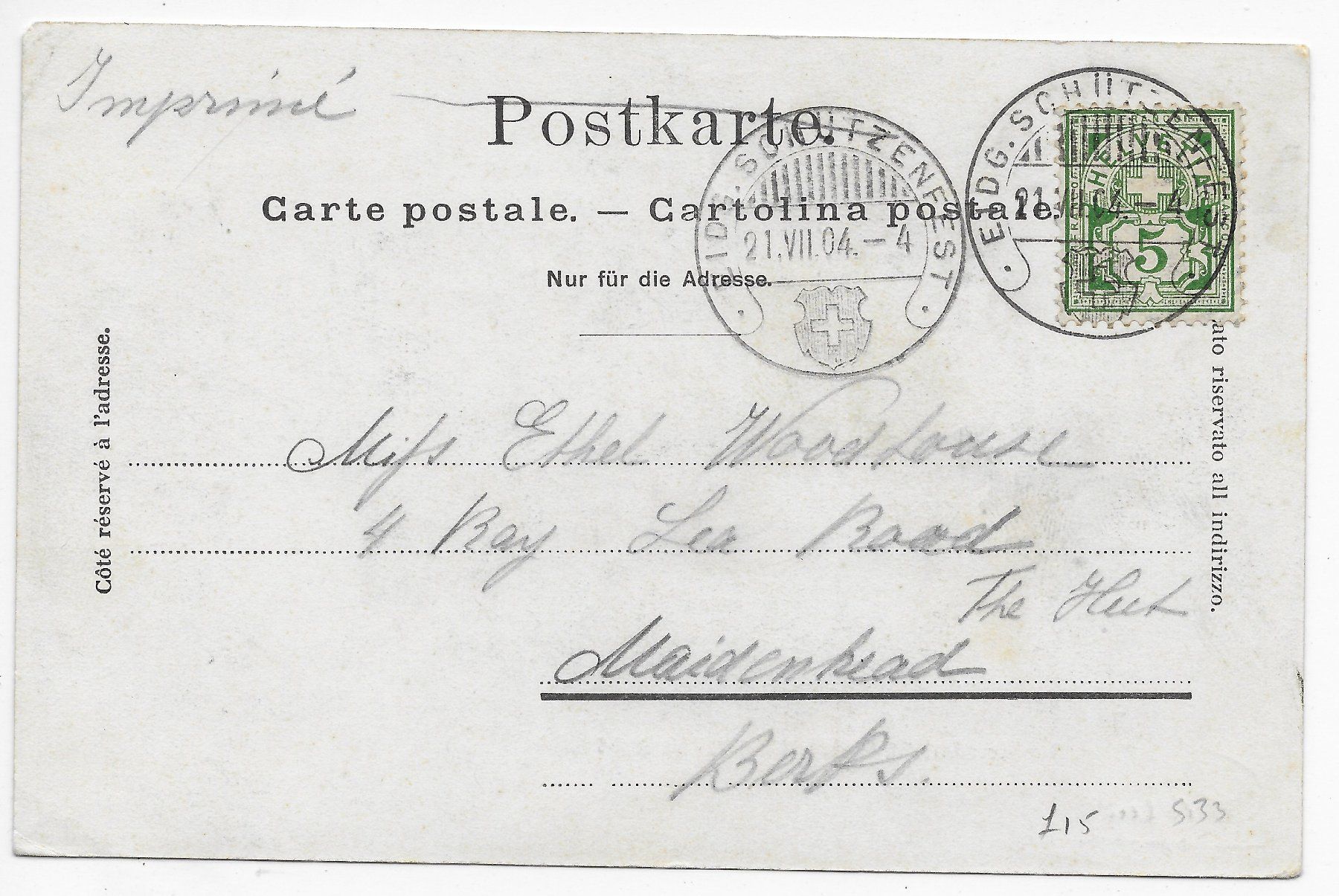 Ansichtskarten: Eidg.Schützenfest St.Gallen 1904 – Gebraucht aus Hefenhofen von Richsalz 1