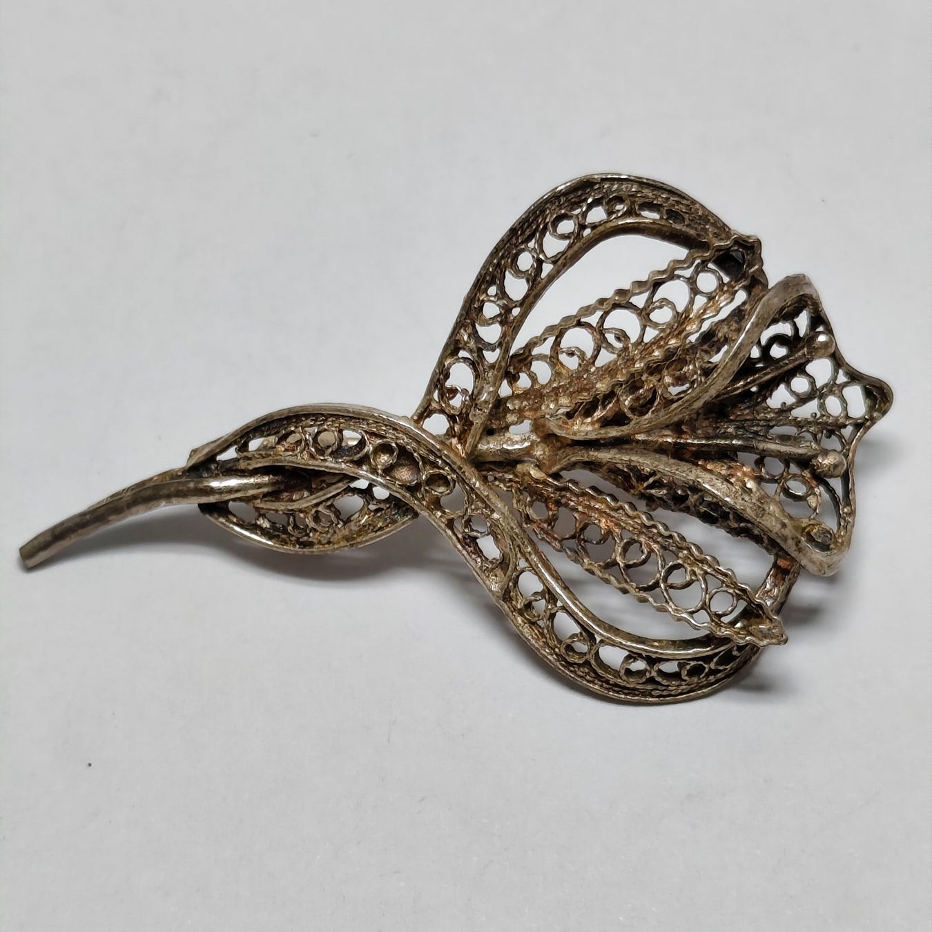 Broschen & Nadeln: Silver silver Vintage Brosche Tulpe Blume - Antiker – Gebraucht aus Châtelaine von Tropic.Watch2 4