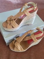 Paloma Barcelo Keil Sandalen, Leder, Beige, Gr. 38/39
